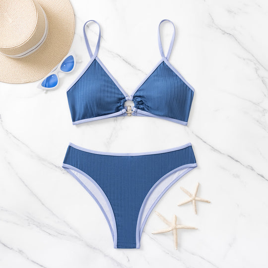 Damen Sportlicher Hochschnitt-Bikini mit Ringdetail EB