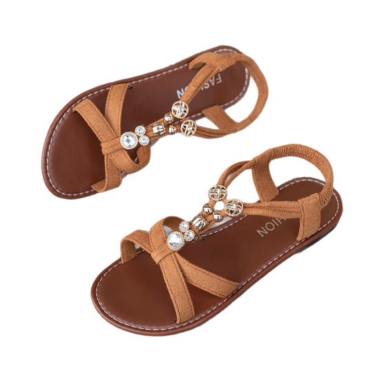 Damen Elegante Zehentrenner-Sandalen mit funkelnden Schmuckdetails EB