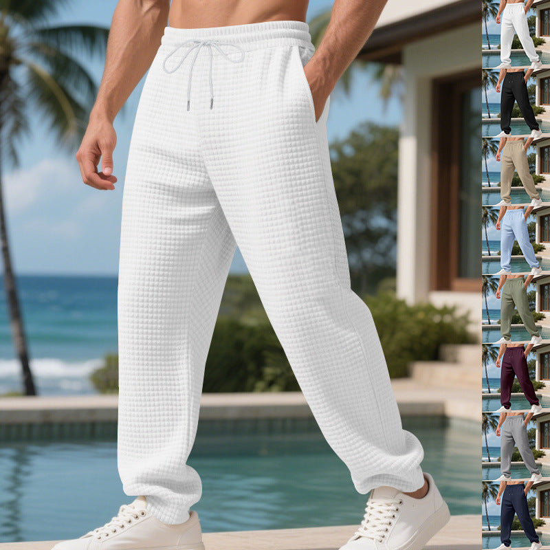 Herren Locker geschnittene Loungehose mit Waffelstruktur und Kordelzug EB