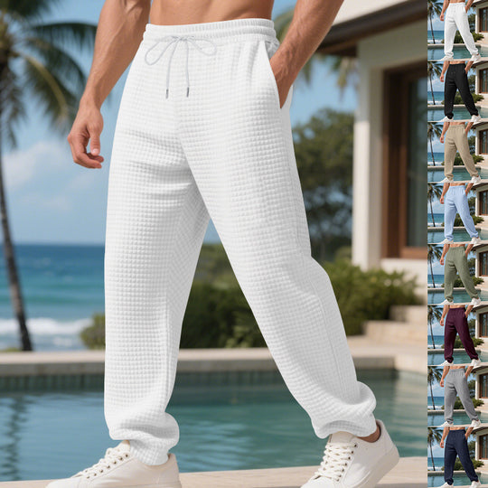 Herren Locker geschnittene Loungehose mit Waffelstruktur und Kordelzug EB