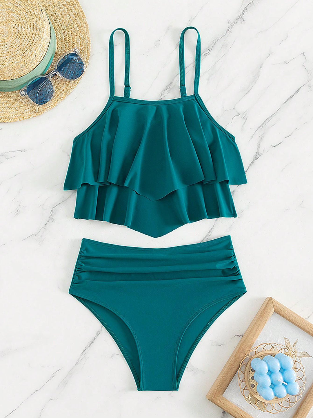 Damen Bikini-Set mit voluminösem Rüschendesign EB