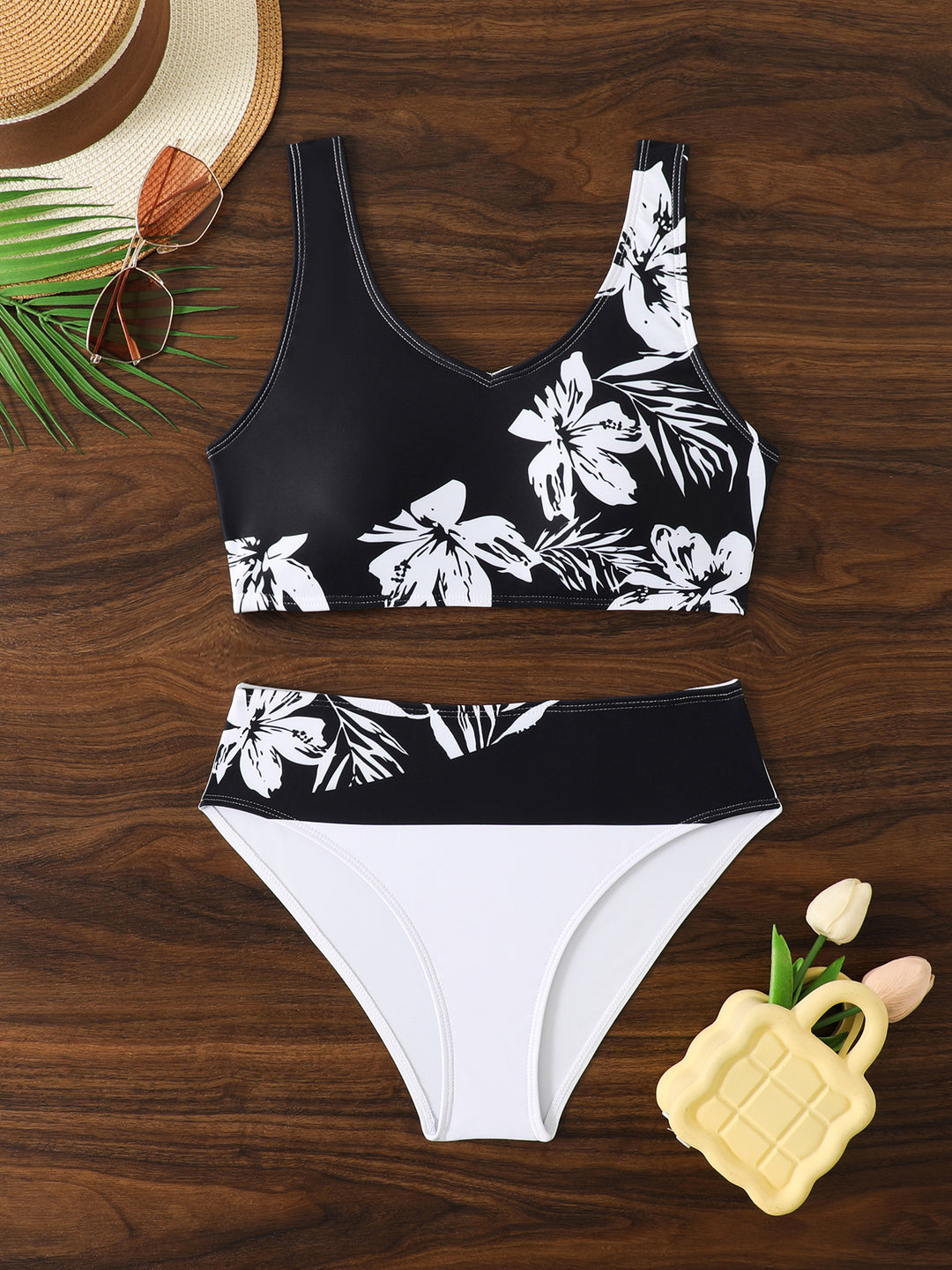 Damen Sportliches Bikini-Set mit floralem Design EB