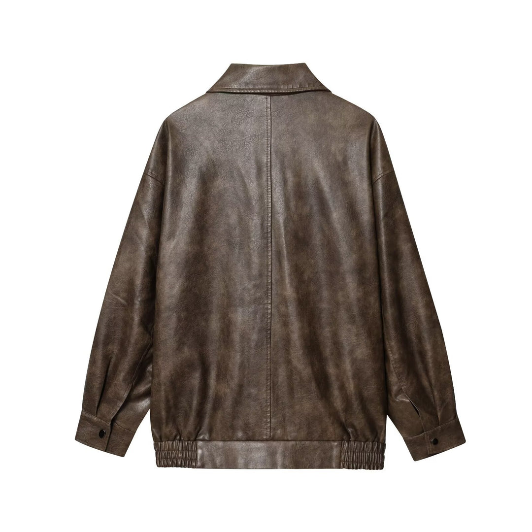 Damen elegante Kunstlederjacke EB