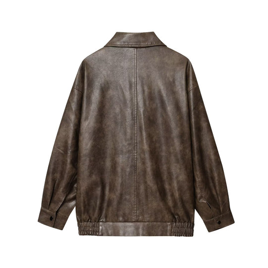 Damen elegante Kunstlederjacke EB