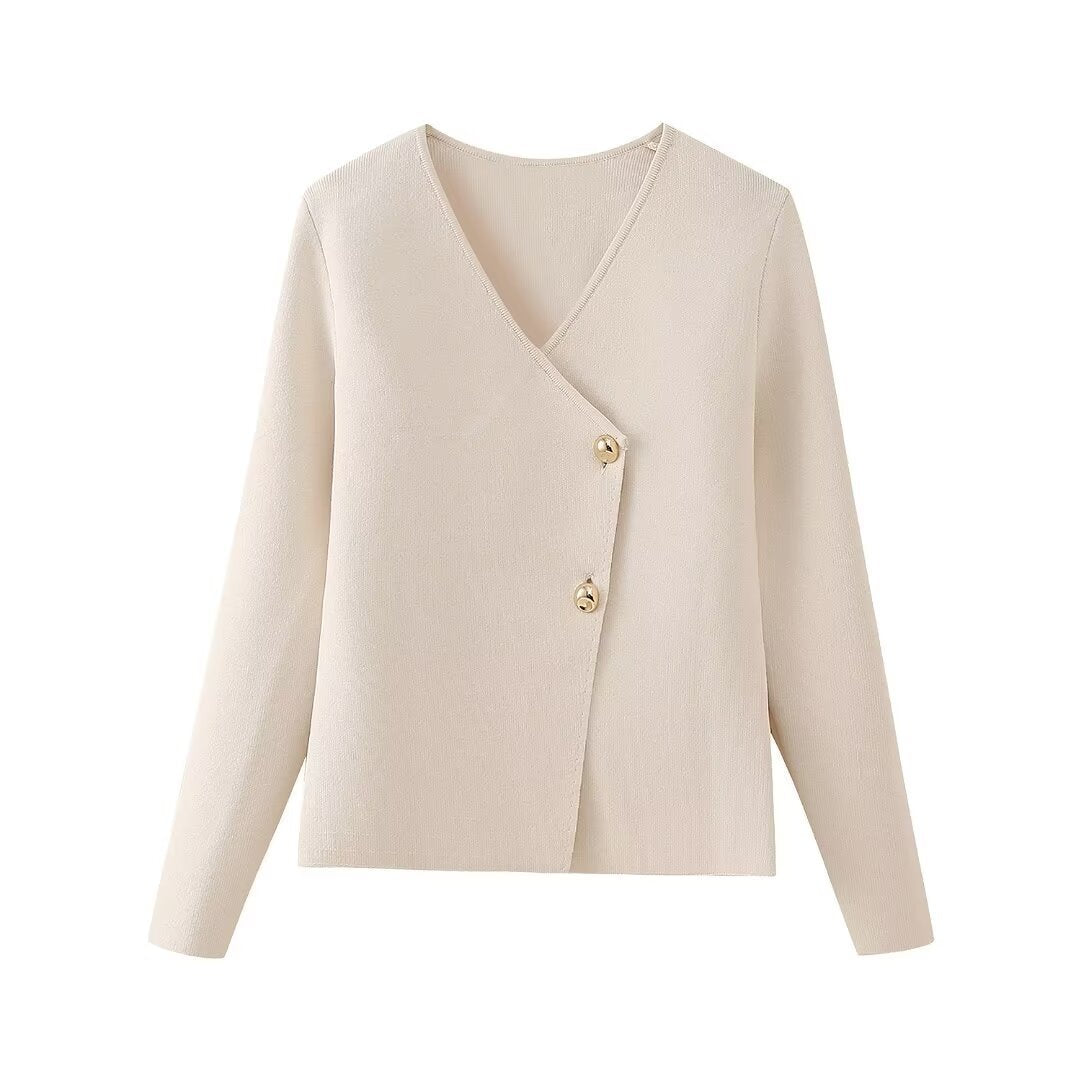 Damen elegante Wickeljacke mit Knopfdetails EB