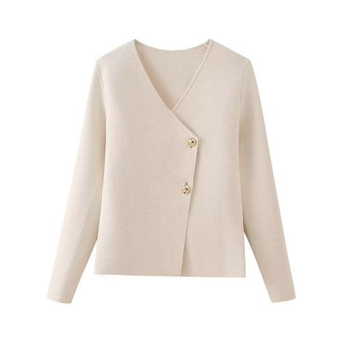 Damen elegante Wickeljacke mit Knopfdetails EB