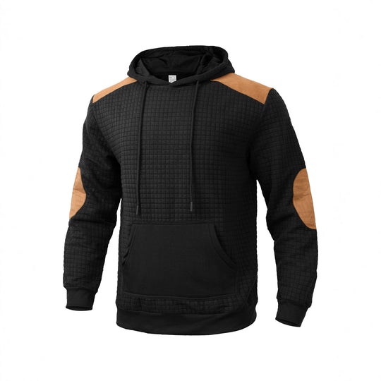 Herren modischer Kapuzenpullover mit strukturiertem Design und Kunstlederakzenten EB