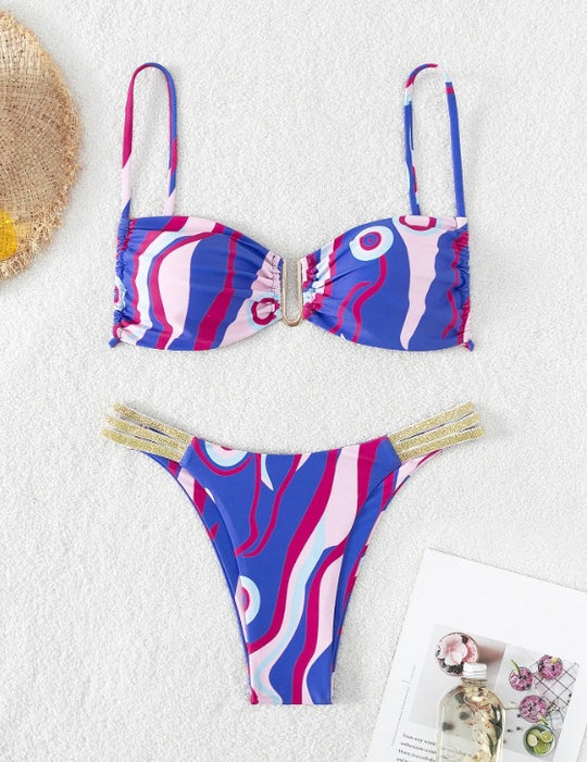 Damen Bikini mit auffälligem Wellendesign EB