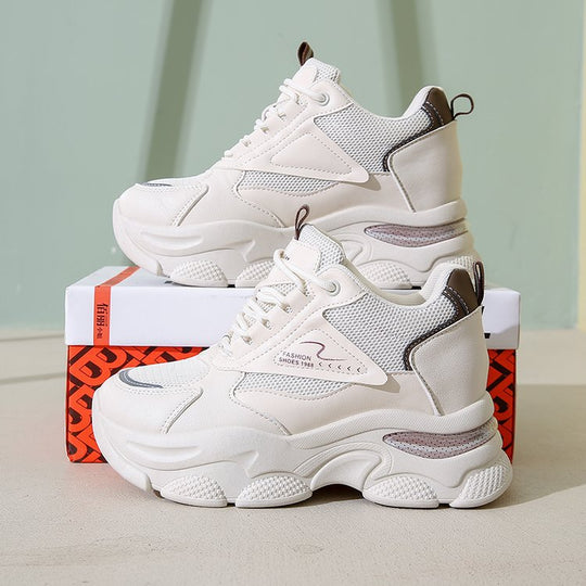 Damen Sneaker mit dicker Profilsohle und atmungsaktiver Mesh-Oberfläche EB