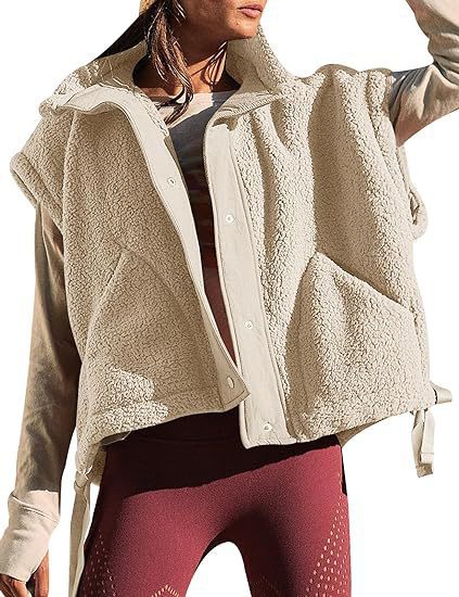 Damen kuschelige Weste aus Fleece mit praktischen Taschen und innovativem Design EB