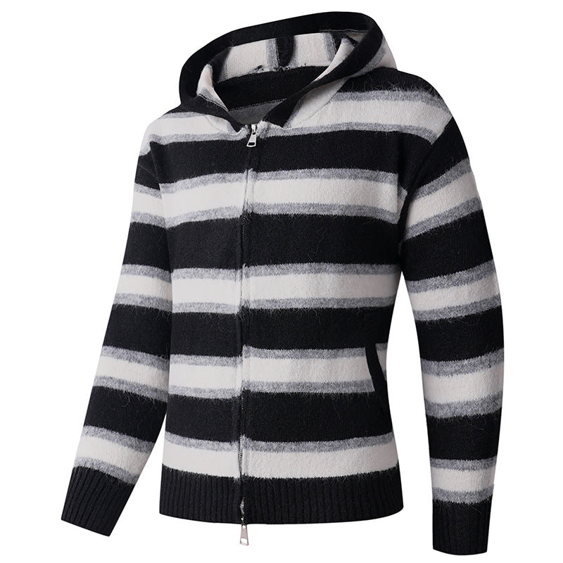 Damen Kapuzenpullover mit strukturierter Oberfläche und modernen Streifen EB