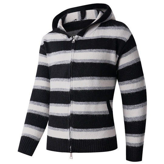 Damen Kapuzenpullover mit strukturierter Oberfläche und modernen Streifen EB