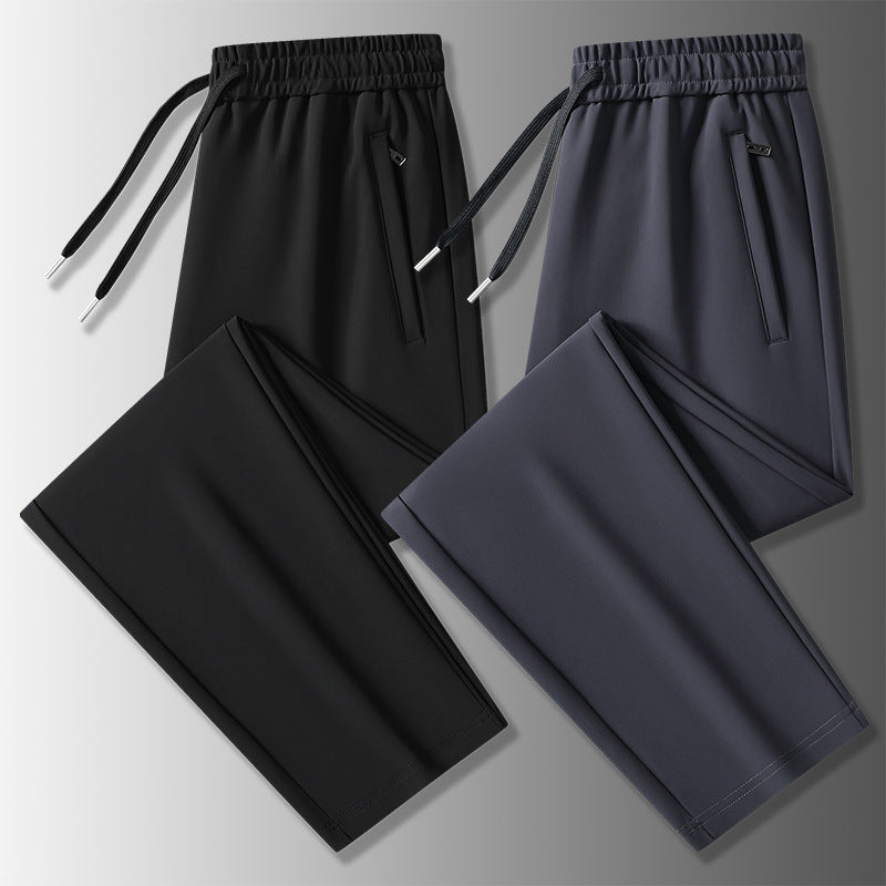Herren elastische Freizeithose mit Tunnelzug, geradem Bein und verdeckten Reißverschlusstaschen EB