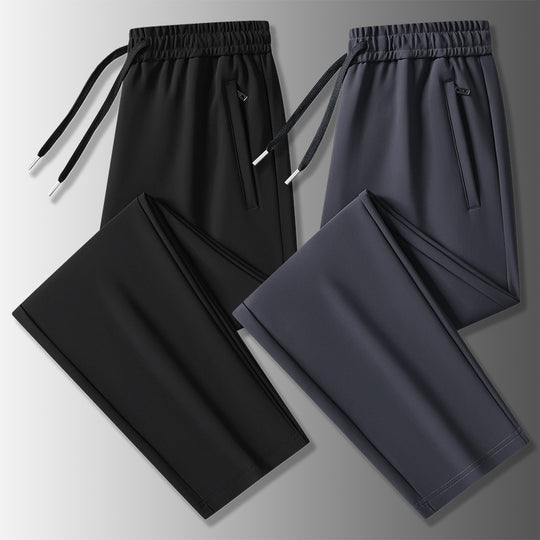 Herren elastische Freizeithose mit Tunnelzug, geradem Bein und verdeckten Reißverschlusstaschen EB
