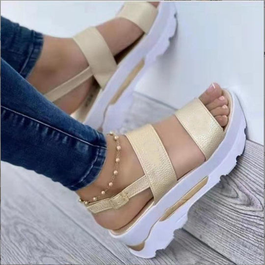 Damen Wedge-Sandalen mit modischem Riemen-Design und anatomisch geformtem Fußbett EB
