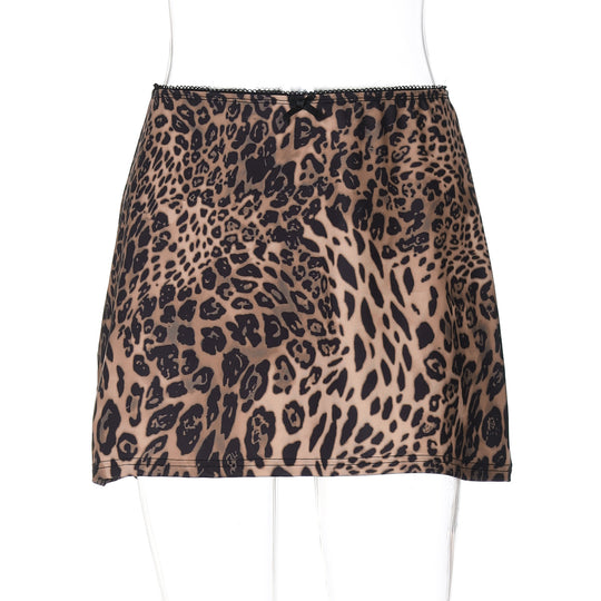 Damen figurfreundlicher Minirock mit trendigem Leo-Muster EB