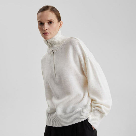 Damen Modischer Strickpullover mit hohem Kragen EB