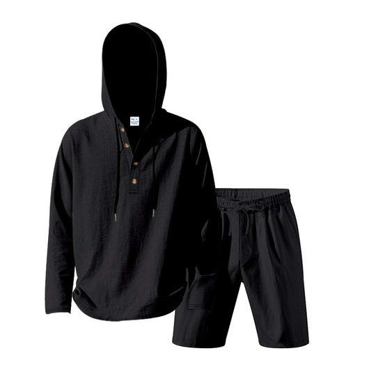 Herren lässiges Freizeit-Set mit Hoodie und Shorts EB