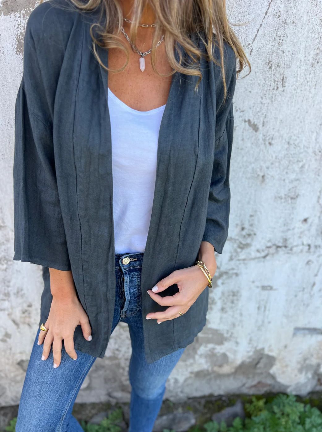 Damen lässige Sommerjacke aus leichtem Leinen EB