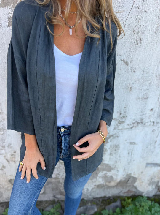 Damen lässige Sommerjacke aus leichtem Leinen EB
