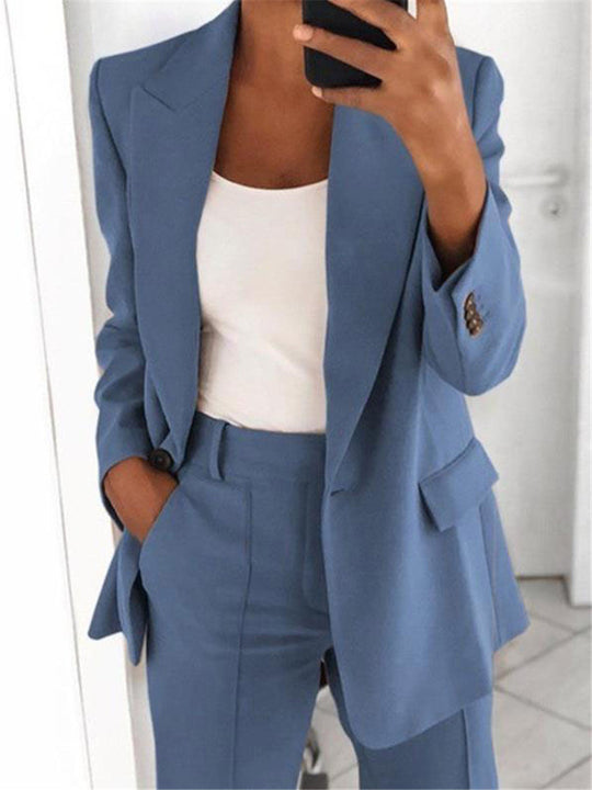 Damen nan Business-Blazer-Set mit strukturierter Oversize-Silhouette, Reverskragen und Bundfaltenhose EB