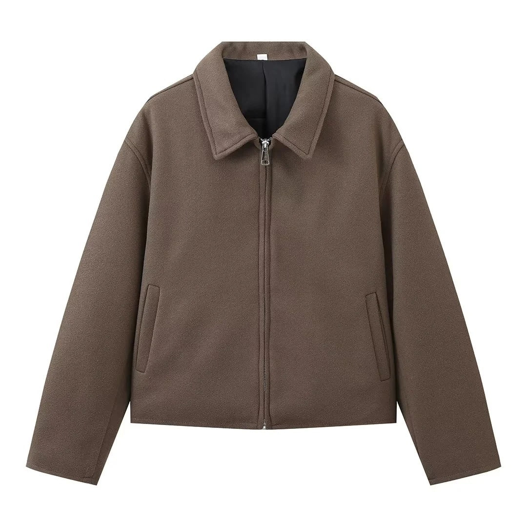 Damen stylische Fleecejacke im Oversized-Schnitt mit Reißverschluss EB