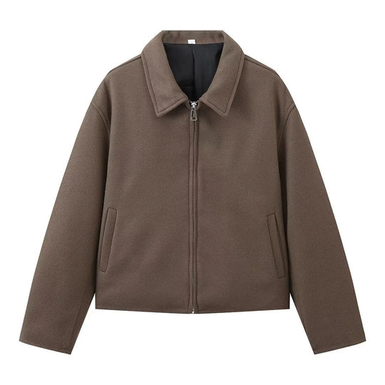 Damen stylische Fleecejacke im Oversized-Schnitt mit Reißverschluss EB