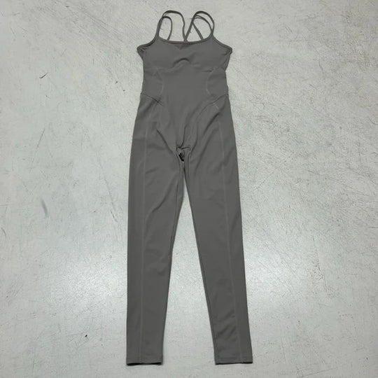 Damen Sportlicher Overall mit dünnen Trägern und figurbetonendem Schnitt EB