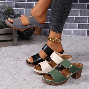 Damen Offene High-Heel Sandalen mit verstellbarem Riemendesign EB