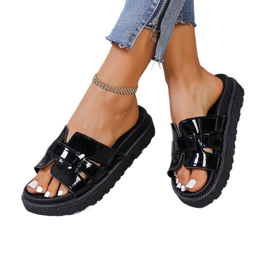 Damen Modische Komfort-Sandalen mit glänzenden Akzenten EB