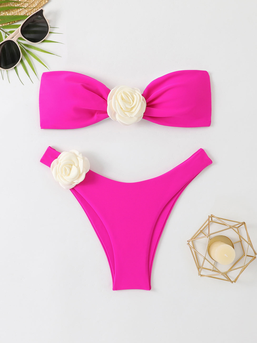 Damen Bandeau-Bikini-Set mit Blumen-Detail EB