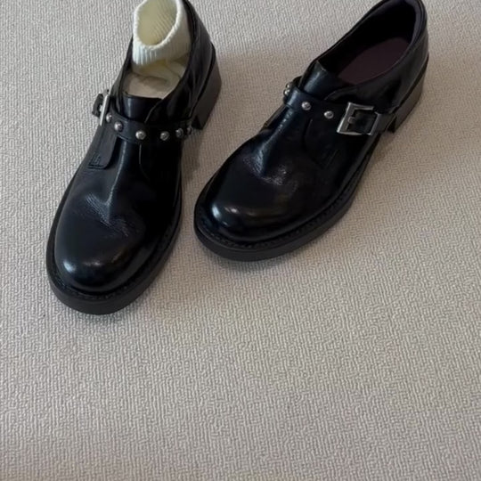 Damen Stiefeletten mit dekorativer Schnalle und robustem Blockabsatz EB