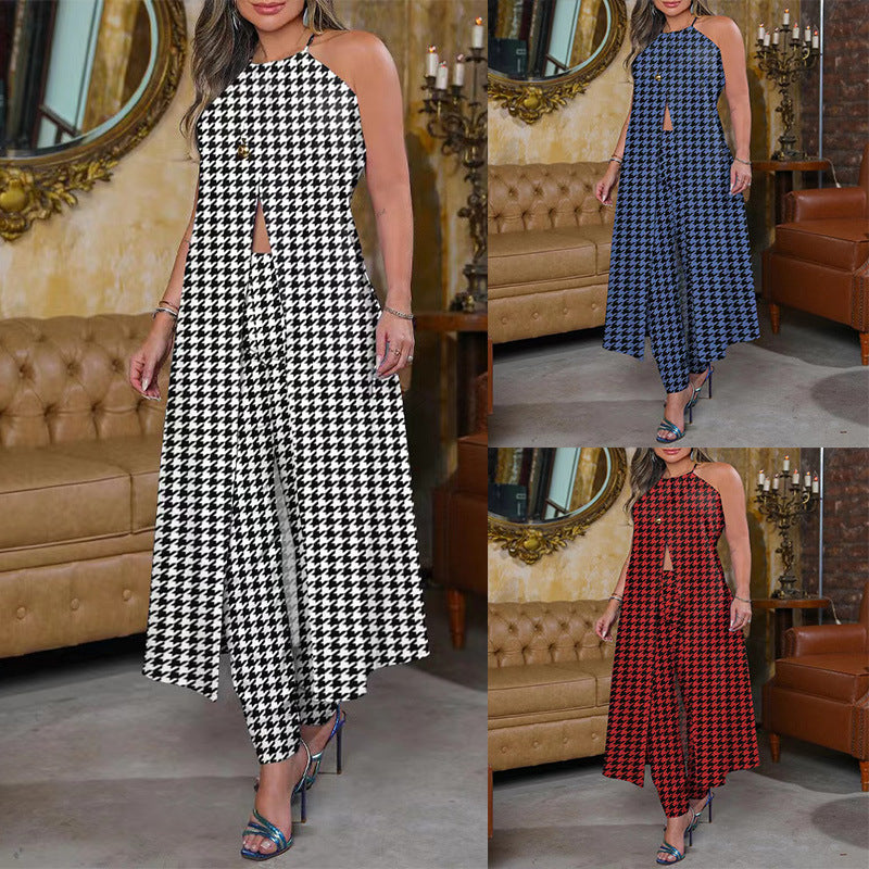 Damen Maxikleid mit schmeichelndem Schnitt und trendigem Hahnentrittmuster EB