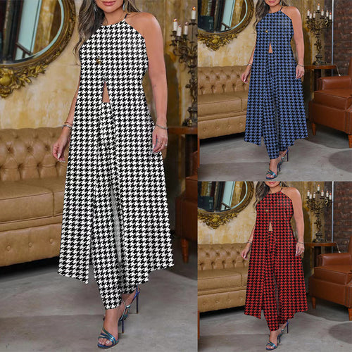 Damen Maxikleid mit schmeichelndem Schnitt und trendigem Hahnentrittmuster EB