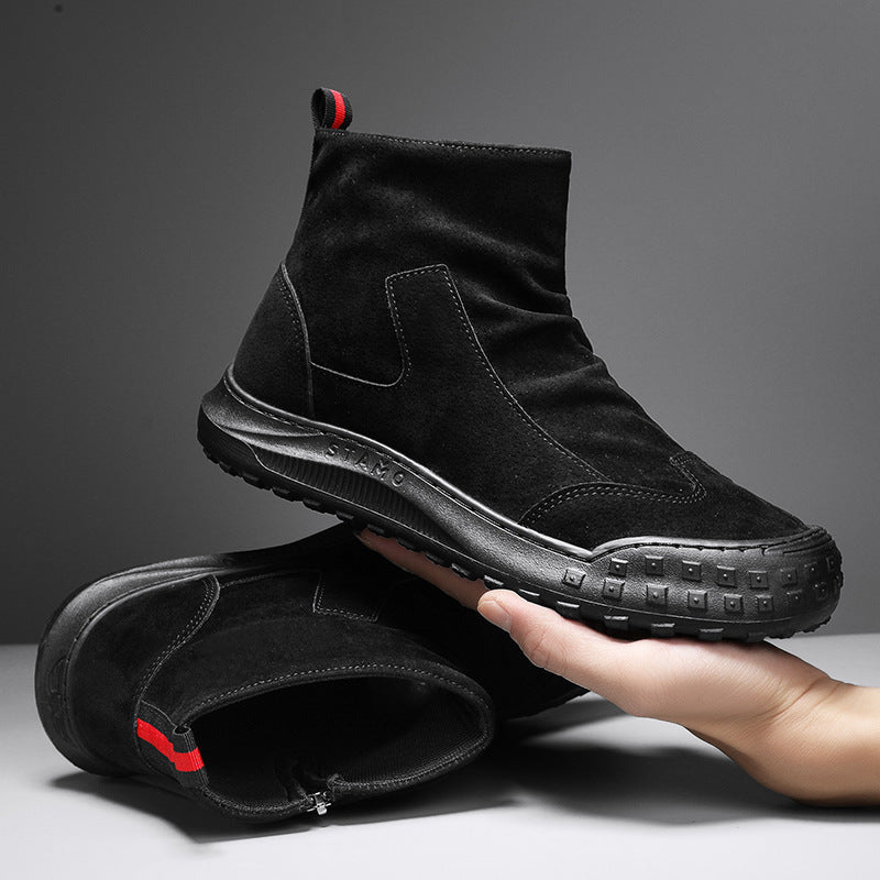 Damen modische Ankle Boots mit elastischem Einstieg und rutschfester Sohle EB