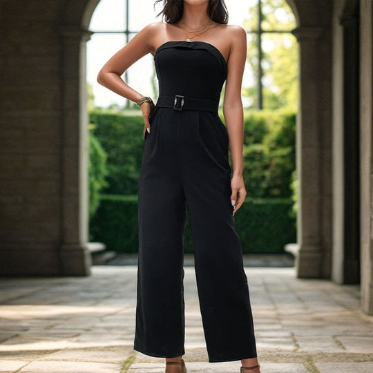 Damen Trägerloser Jumpsuit mit tailliertem Schnitt und praktischen Taschen EB