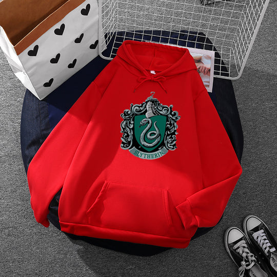 Damen nan gemütlicher Kapuzenpullover im Oversize-Cut mit heraldischem Schlangenwappen und weichem Fleece-Innenfutter EB