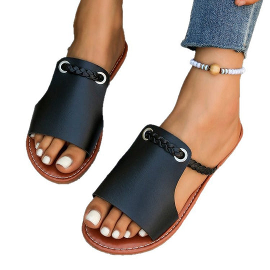 Damen Freizeitsandalen mit geflochtenem Riemen-Design und robustem Fußbett EB