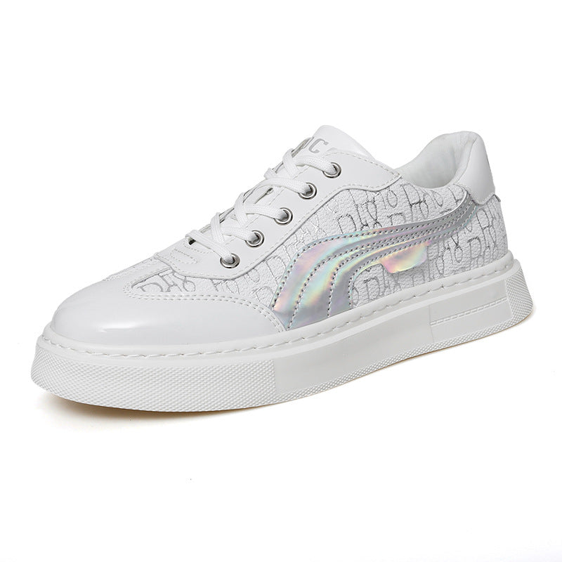Damen Modische Sneaker mit Glanzoberfläche und grafischem Design EB