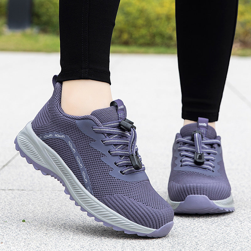 Damen komfortable Laufsneaker mit elastischem Schnellverschluss und atmungsaktiver Mesh-Oberfläche EB