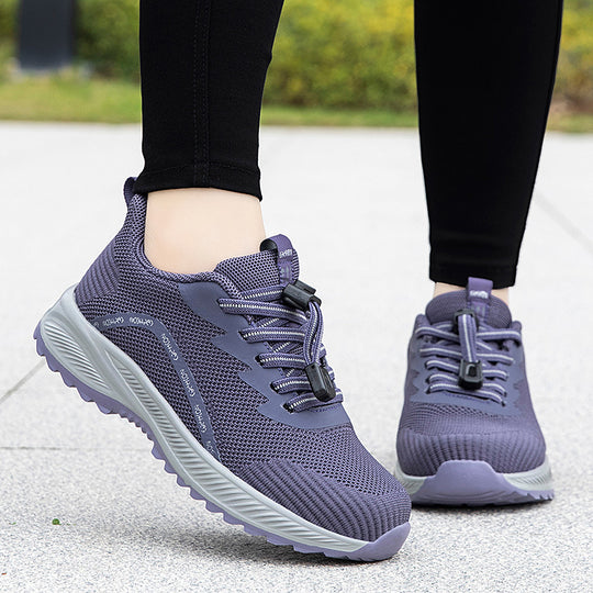 Damen komfortable Laufsneaker mit elastischem Schnellverschluss und atmungsaktiver Mesh-Oberfläche EB