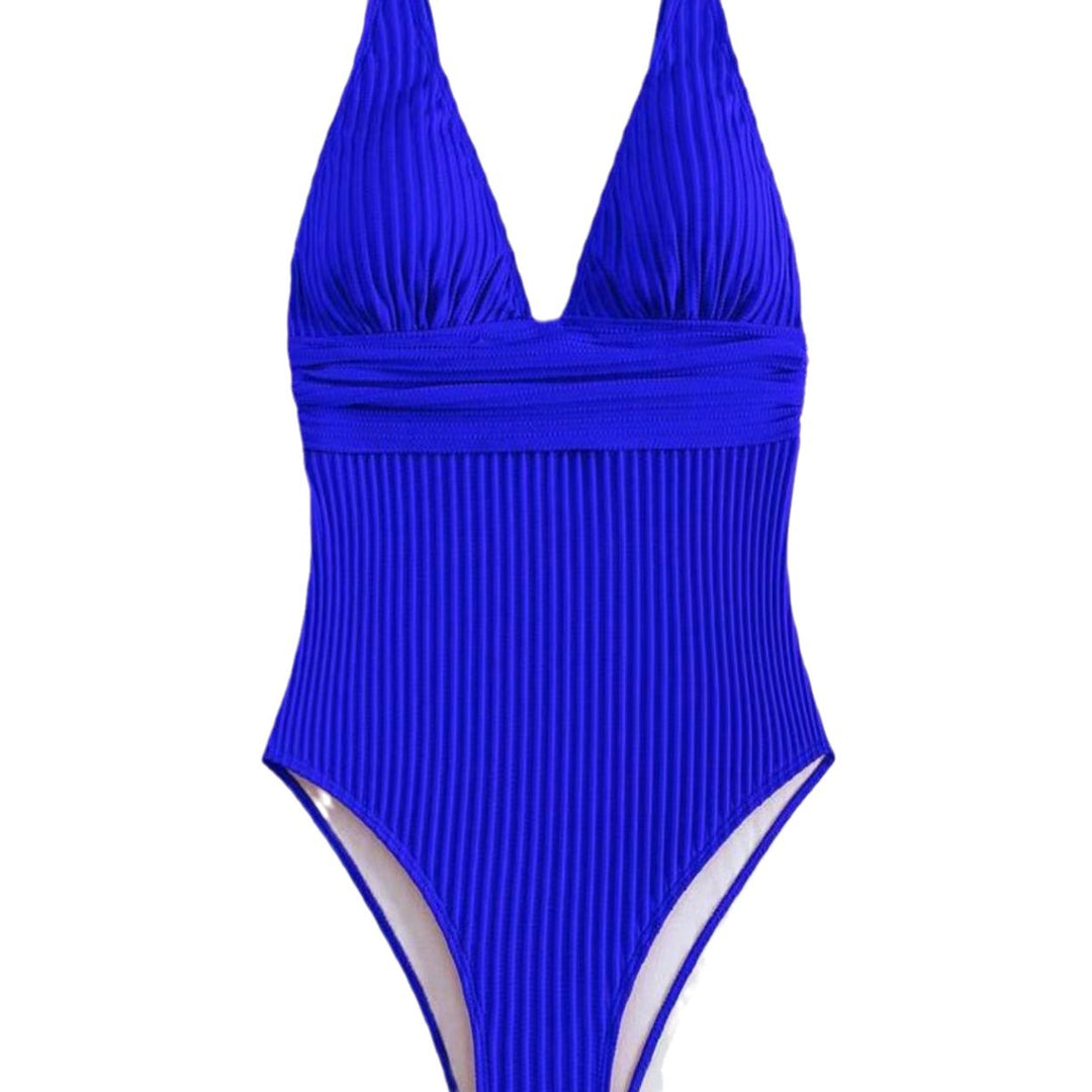 Damen Hochgeschnittener Badeanzug mit strukturiertem Rippdesign EB