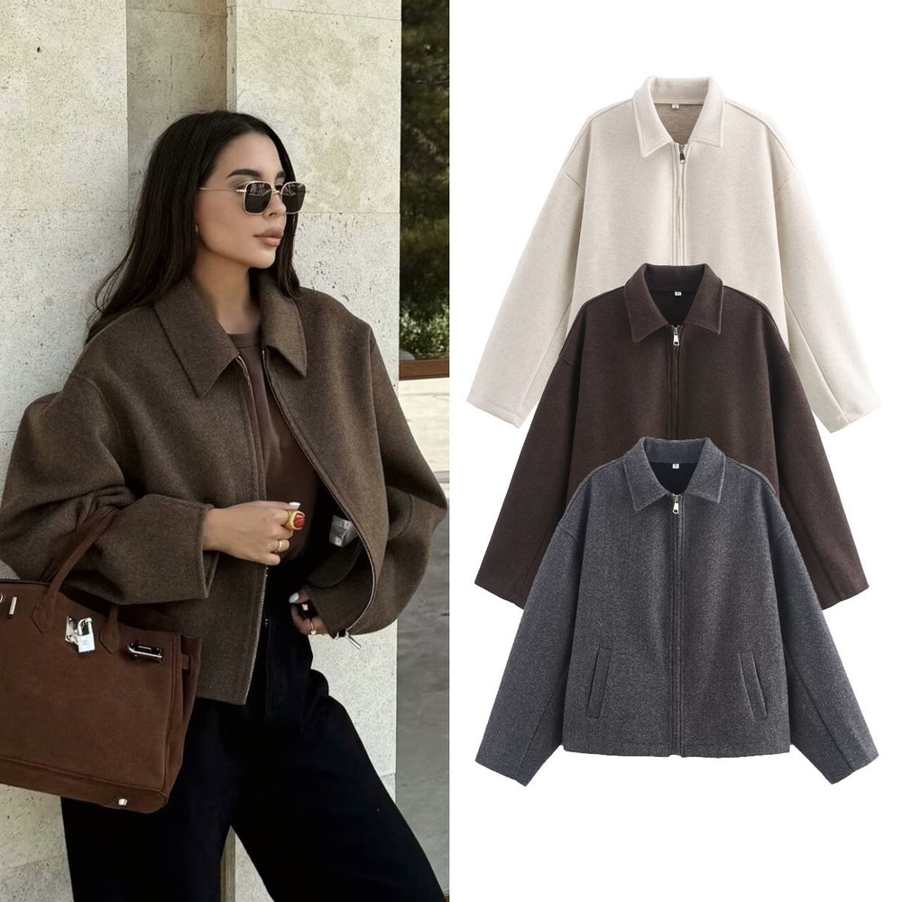 Damen elegante Kurzjacke aus weichem Material mit Oversize-Schnitten EB