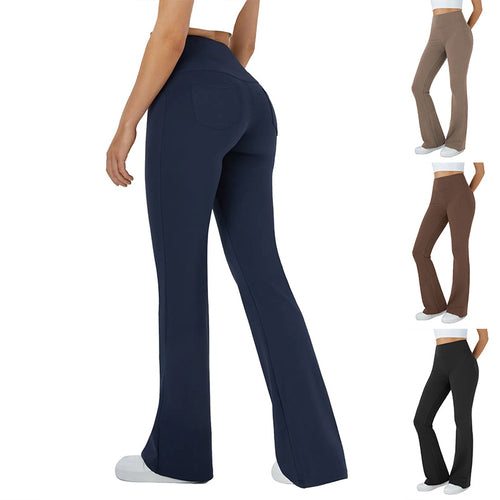 Damen bequeme Sportleggins mit hohem Bund und praktischen Taschen EB