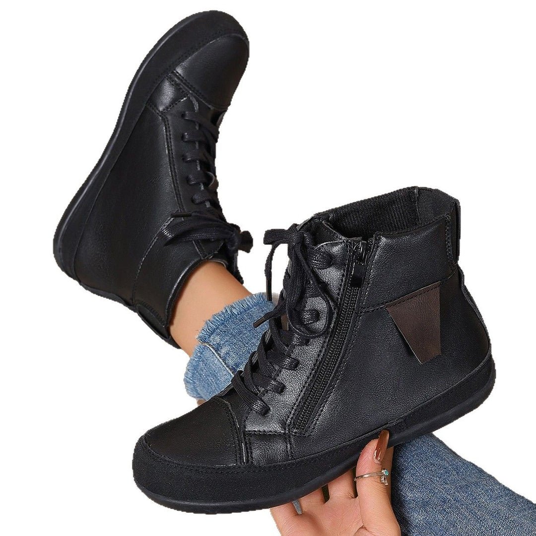 Damen  hochgeschnittene Freizeit-Sneaker-Stiefelette mit seitlichem Reißverschluss gepolstertem Fußbett und rutschfester Gummisohle EB