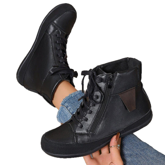 Damen  hochgeschnittene Freizeit-Sneaker-Stiefelette mit seitlichem Reißverschluss gepolstertem Fußbett und rutschfester Gummisohle EB