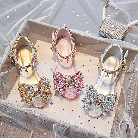 Mädchen Elegante und funkelnde Sandalen mit großen Schleifen EB