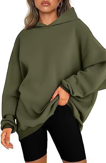 Damen nan Oversize-Kapuzenpullover im Longline-Schnitt mit Raglanärmeln und weichem Innenfutter EB