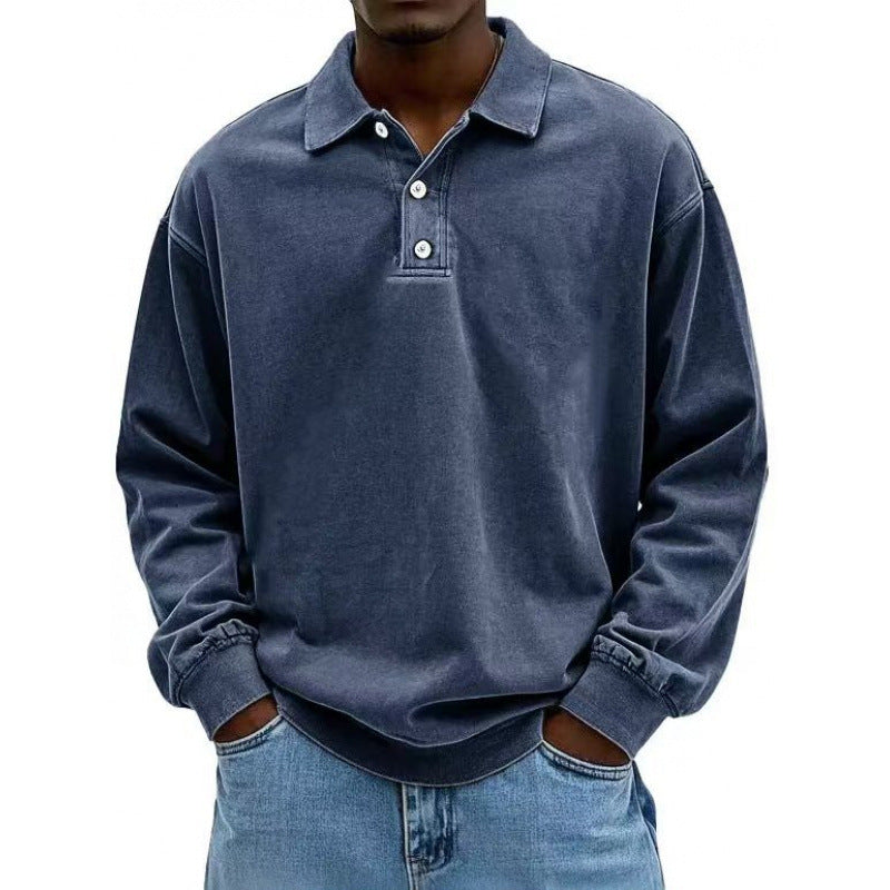 Herren Oversize Langarm Polo aus Baumwollmix EB