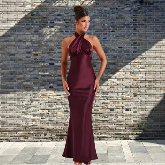 Damen Elegantes trägerloses Maxikleid mit modischem Wickeldesign und dezentem Schimmer EB